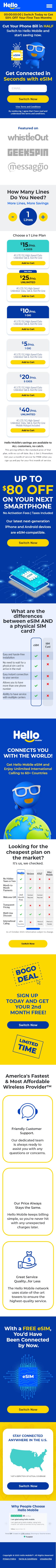 hello project screenshot esim plan mobile