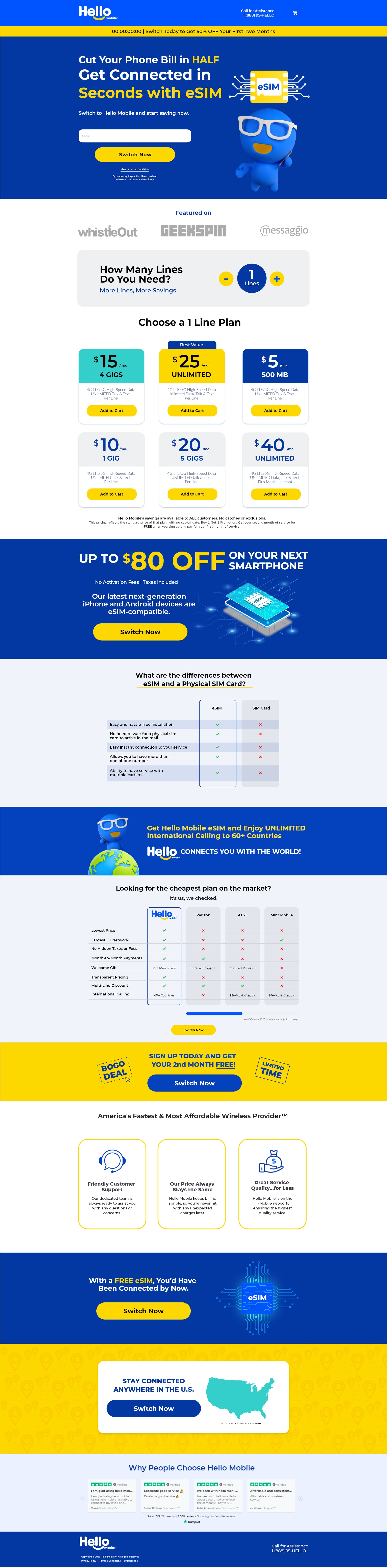 hello project screenshot esim plan