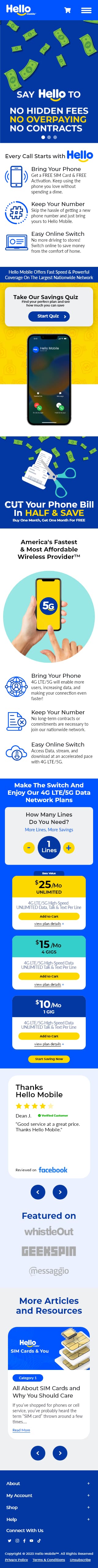 hello project screenshot home page mobile