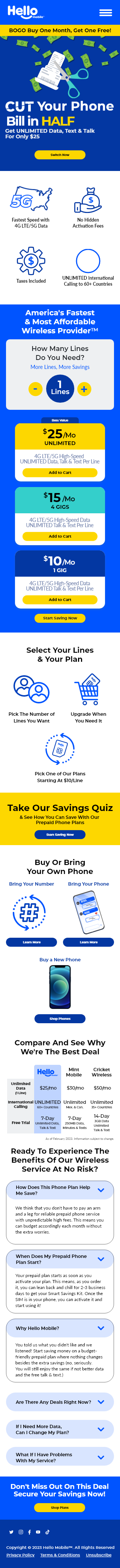 hello project screenshot savings landing page mobile
