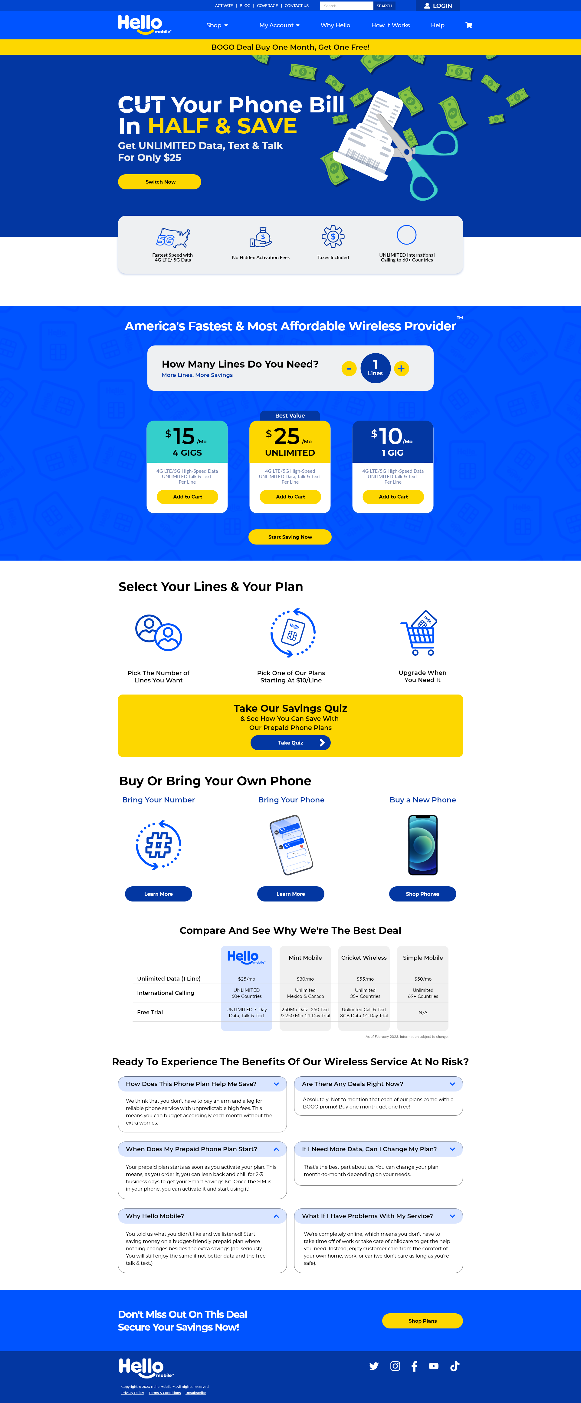 hello project screenshot savings landing page
